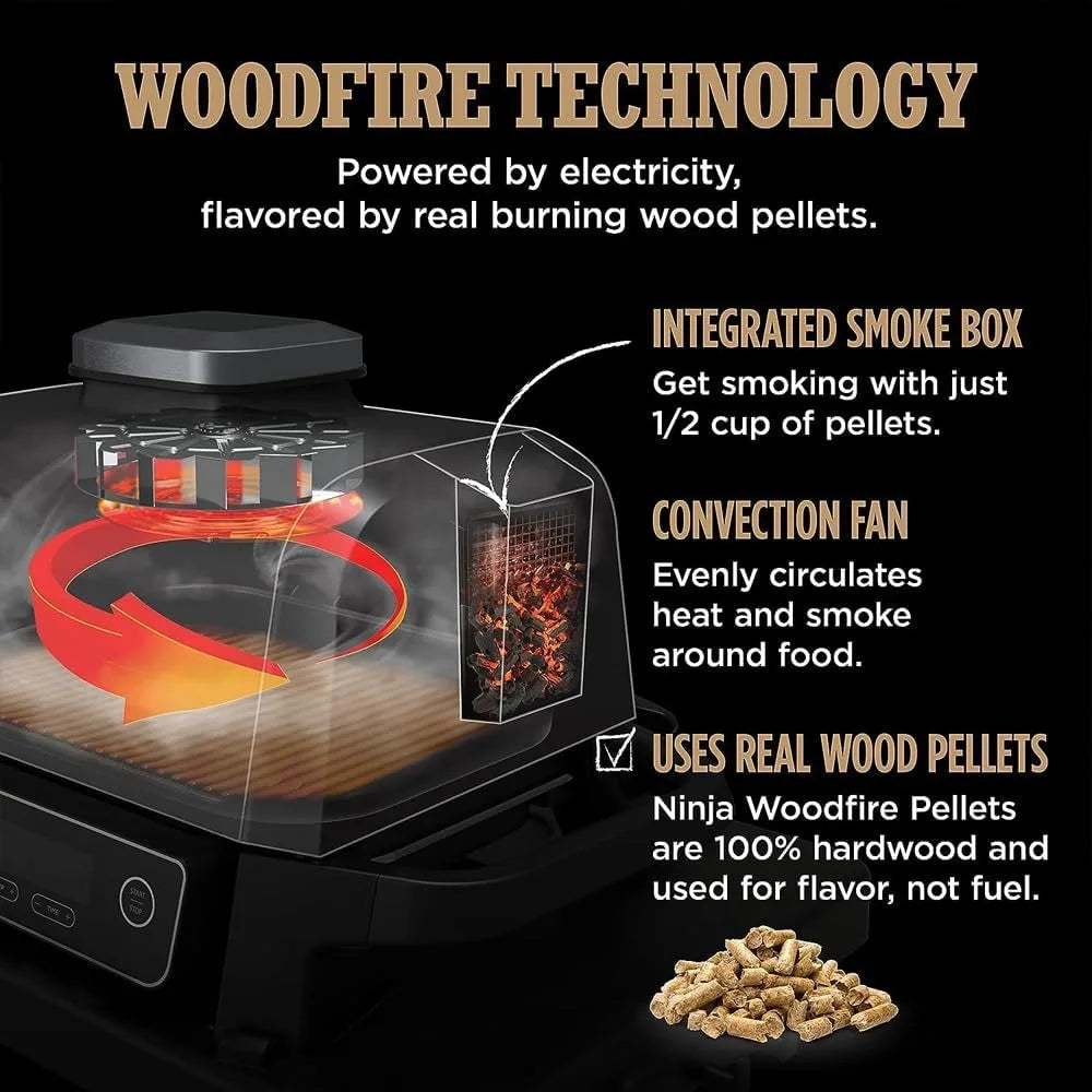 7-in-1 Air Fryer Bake Roast Broil uses Woodfire Pellets (1 Pack Included)