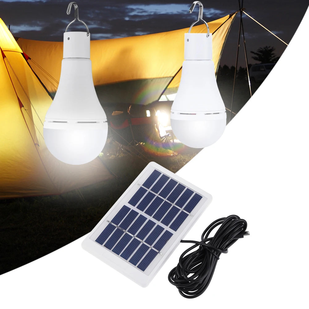 5 Modes 20 COB LED Solar Light Bulb Portable Hang USB Rechargeable Energy