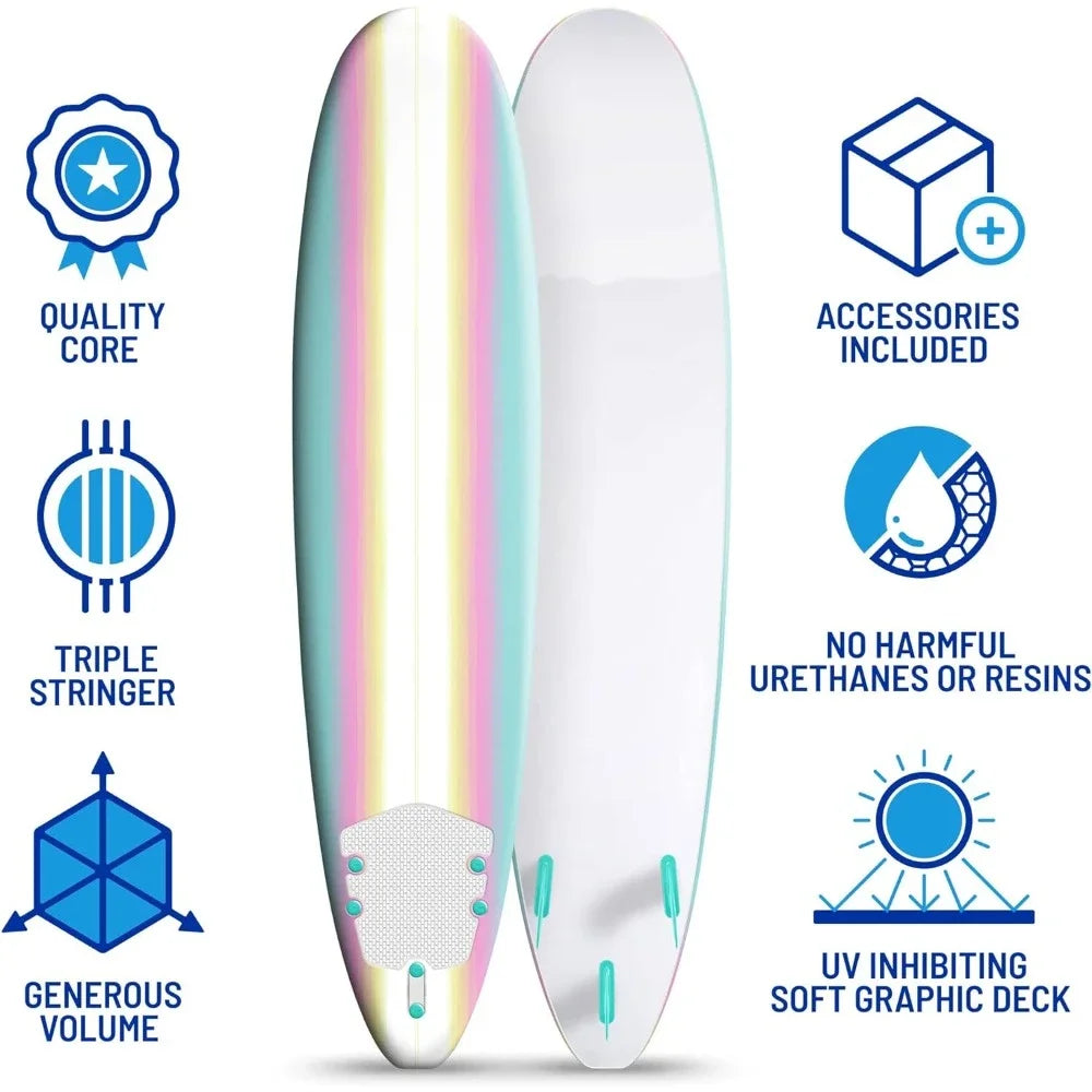 Classic Soft Top Foam 8ft Surfboard Wakeboard Underwater Scooter