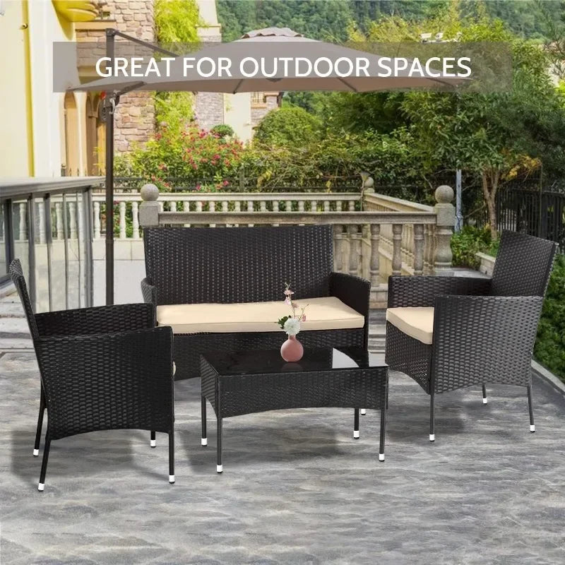 Patio Furniture Set 4 Pieces Outdoor Chair Wicker Sofa Garden