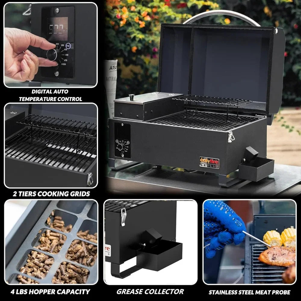 Wood Pellet Grill Smoker with Auto Temperature Control, LED Screen