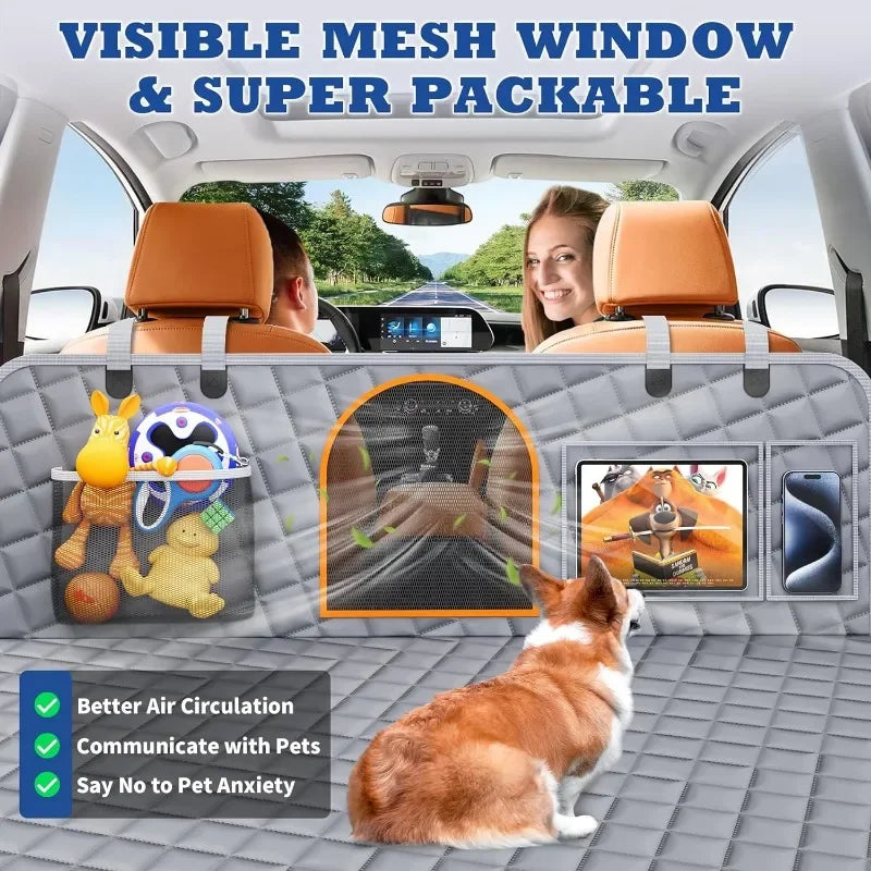 Back Seat Extender for Dogs, Backseat Dog Cover with Hard Bottom Waterproof