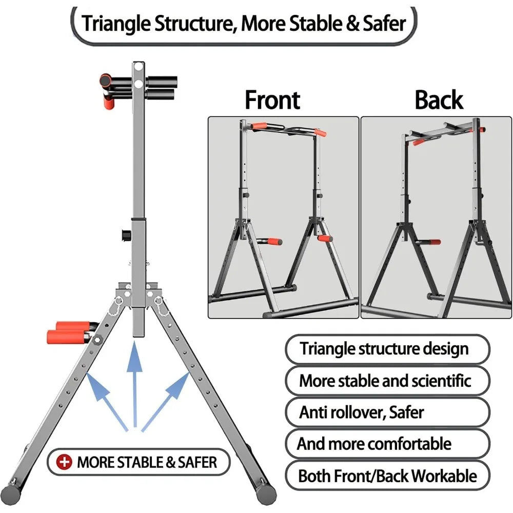 Foldable Power Tower Dip Station Pull Up Bar Station Adjustable