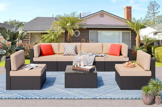 Outdoor Patio Furniture Sets Outdoor Sectional Rattan Sofa PE Manual Weaving Wicker