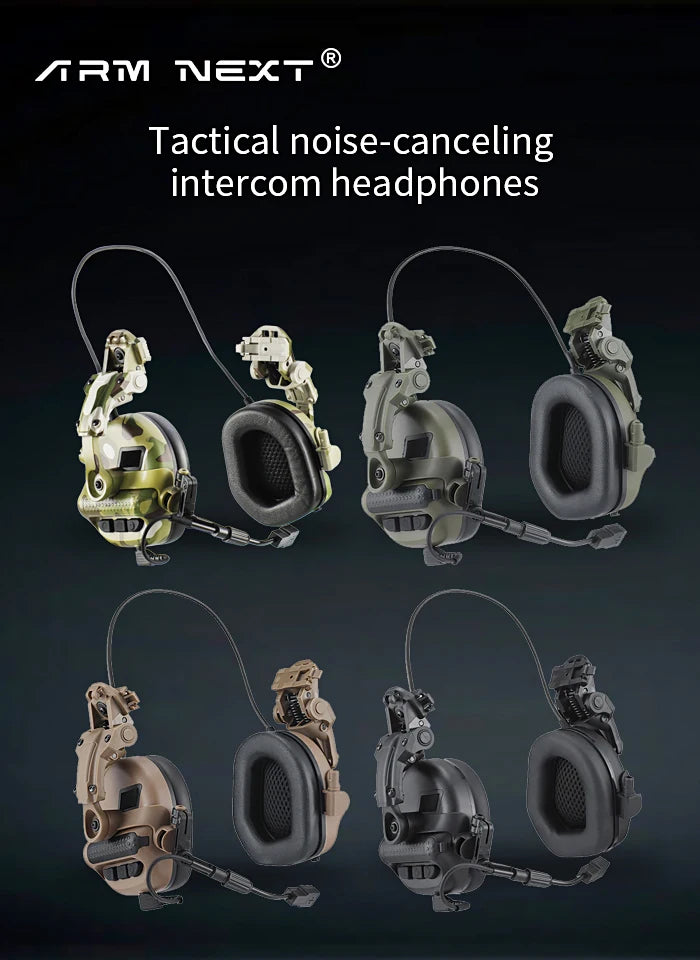 Tactical Headset Without Pickup and Active Noise Reduction Helmet Version