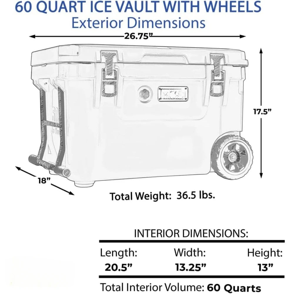 Roto-Molded Ice Cooler Large Ice Chest Holds Ice Up To 10 Days Multifunctional Storage Box Tool