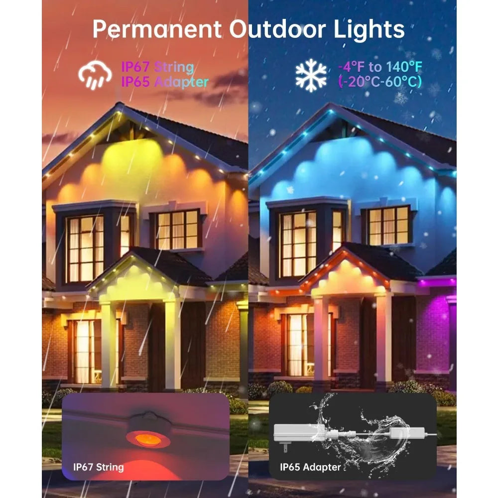 Waterproof Eaves Light , APP/Voice/Remote Control, Solar String Lights