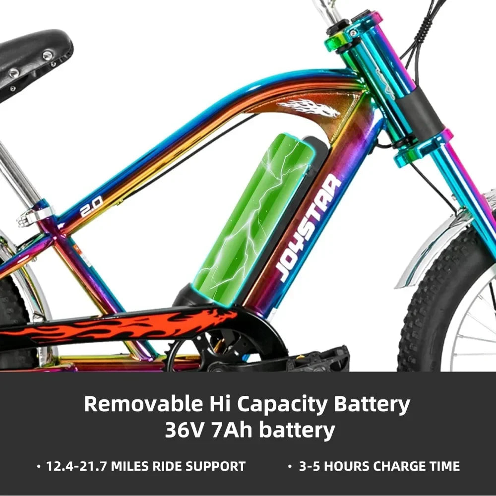 Motorcycle Ebike with 250W Brushless Motor, Chopper Style Electric Bicycle