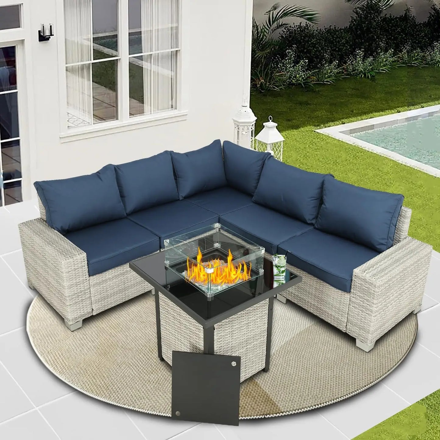 Outdoor Patio Furniture Set Outdoor Sectional with Washable Cushion