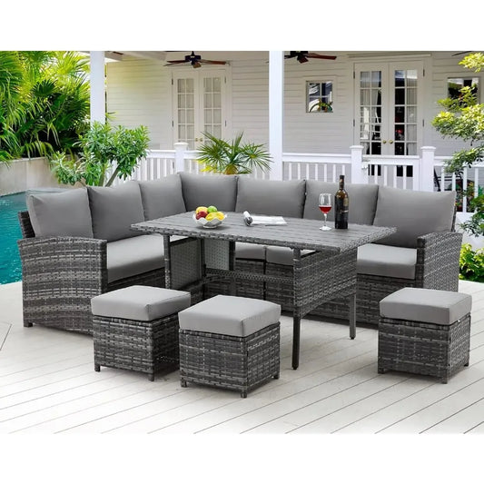 Patio Furniture Set 7 Pieces Outdoor with Dining Table & Chairs