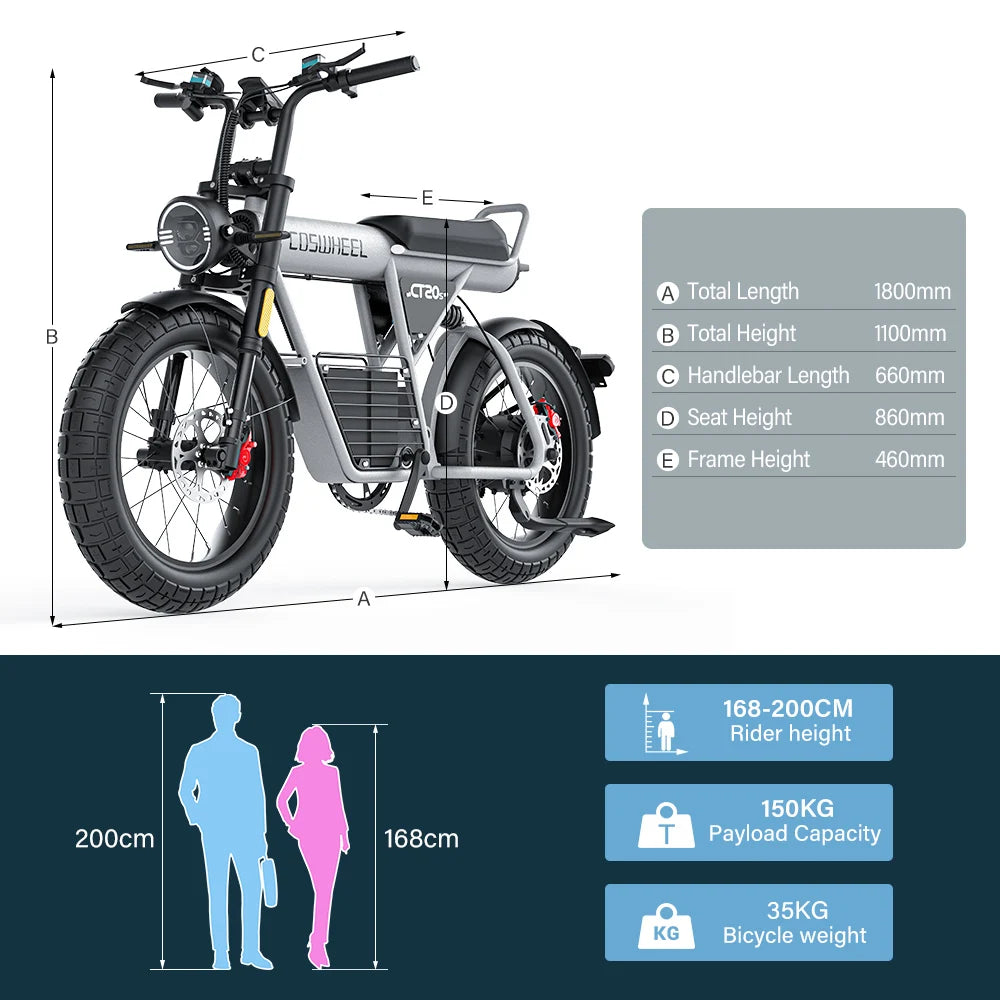 Electric Bike 2000W Motorcycle 20 Inch Fat Tire