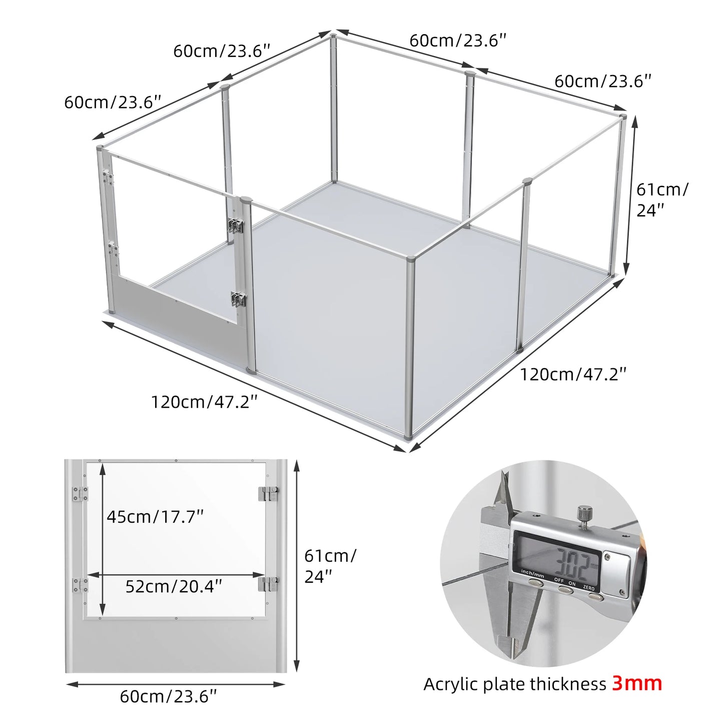 Acrylic Dog Playpen Fence with Waterproof Fertility Pad