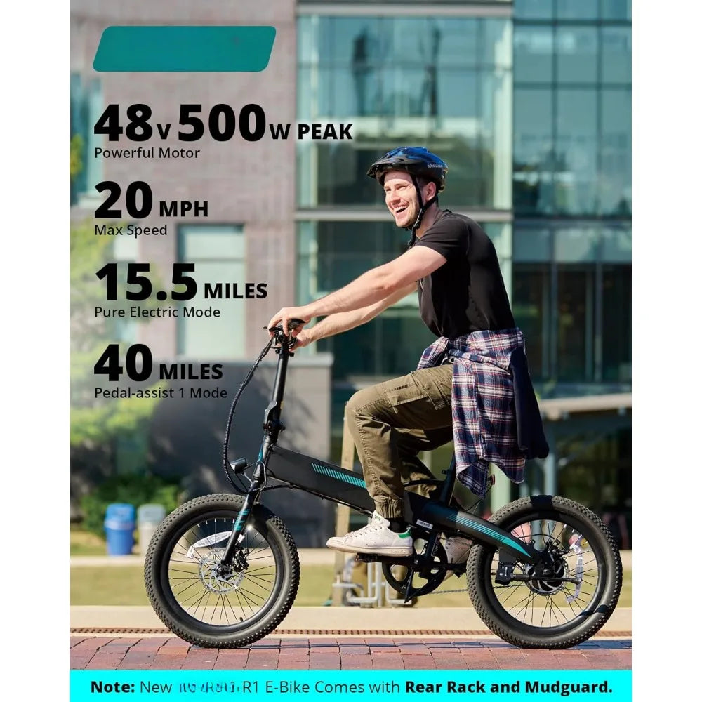 Electric Bike with 40 Miles Range By 48V Battery, Pedal-Assist