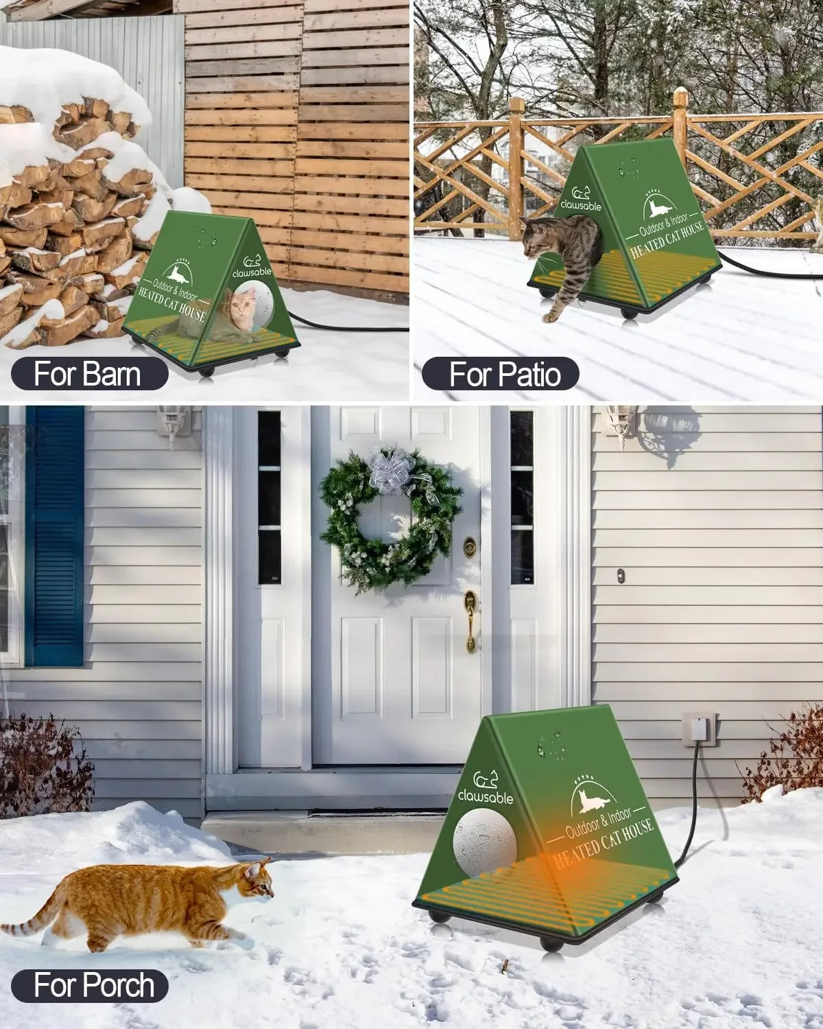 Indestructible Heated Cat House for Outdoor Cats in Winter Bed Products