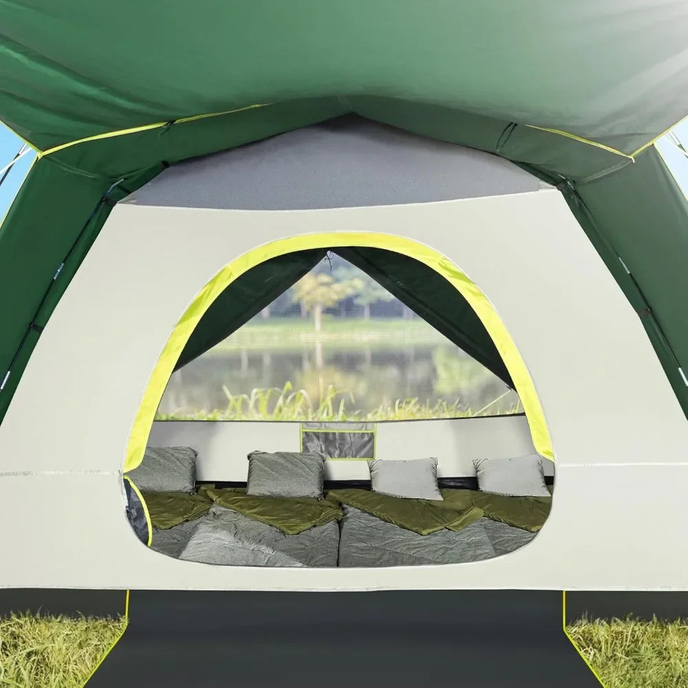 Waterproof Tent Easy Setup Backpacking with Floor Mats and Attached Porch for Outdoor